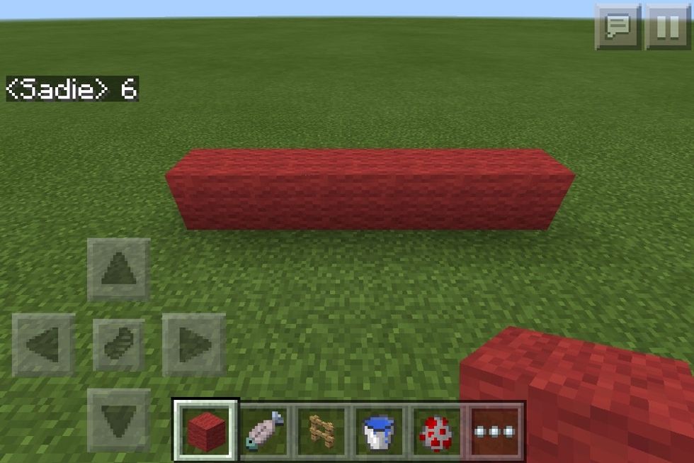 Start by making it 6 wide with red wool