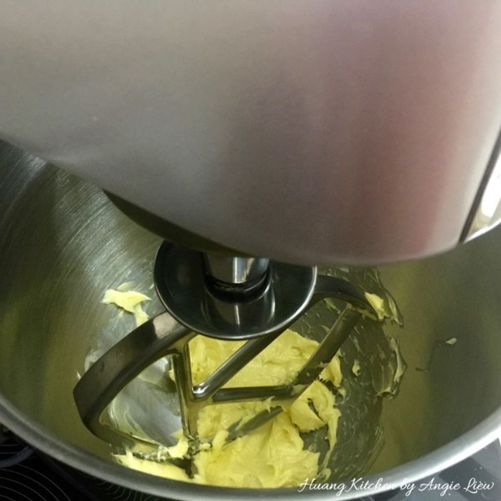Start by making the cookie dough. Beat the softened butter in a stand mixer with a paddle attachment until nice, creamy and smooth.