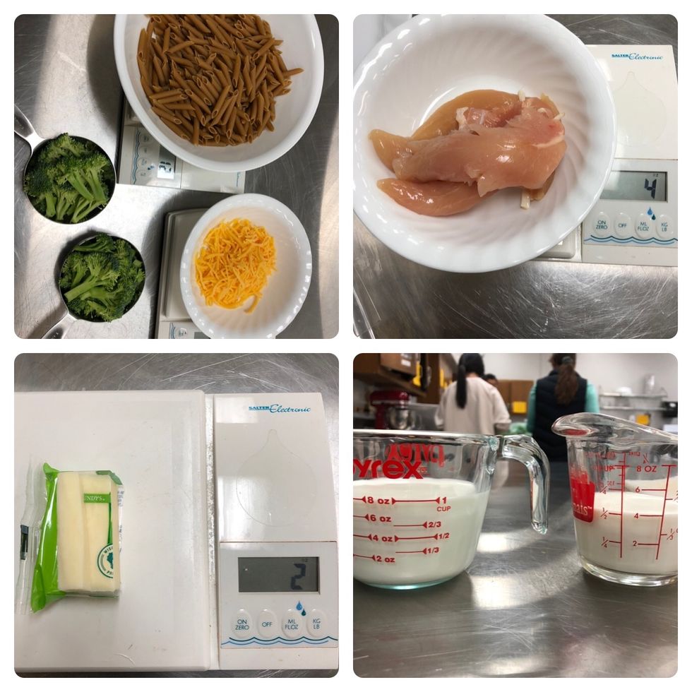 Start by measuring out all ingredients
