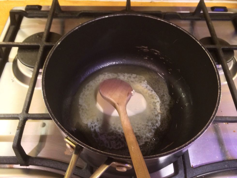 Start by melting a big cube of butter over a medium heat.