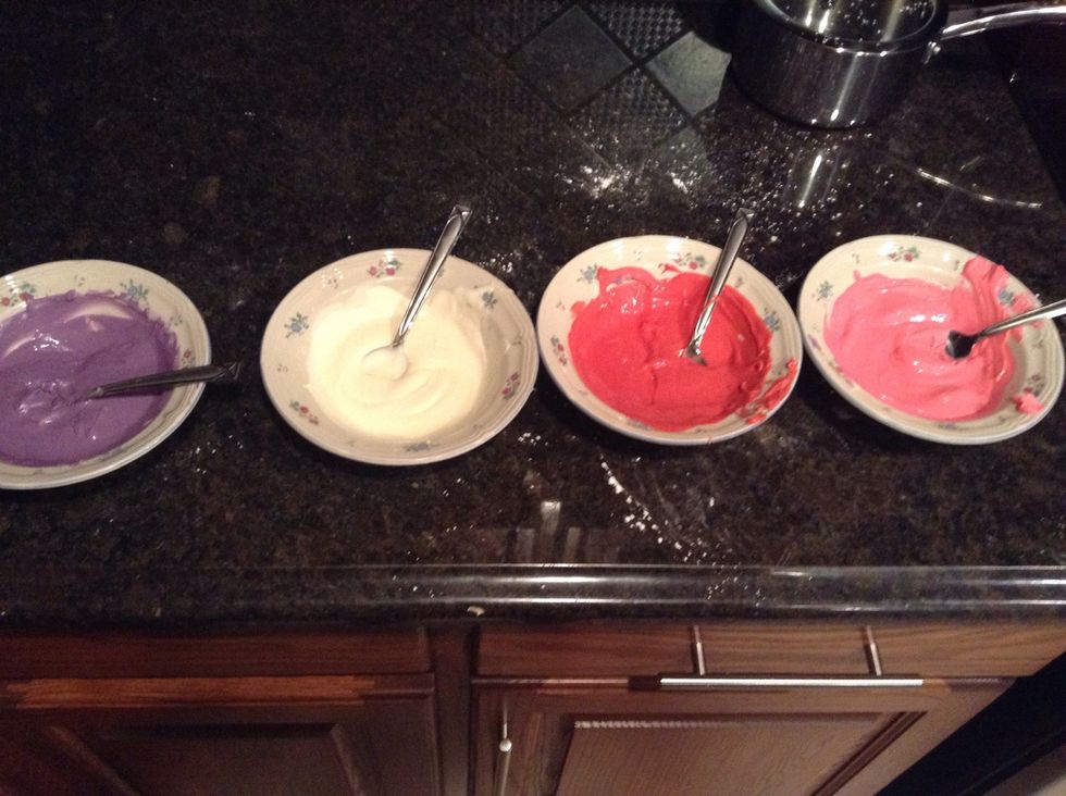 Start by melting the chocolates in the microwave for about 1 minute and stir till the chocolate is smooth