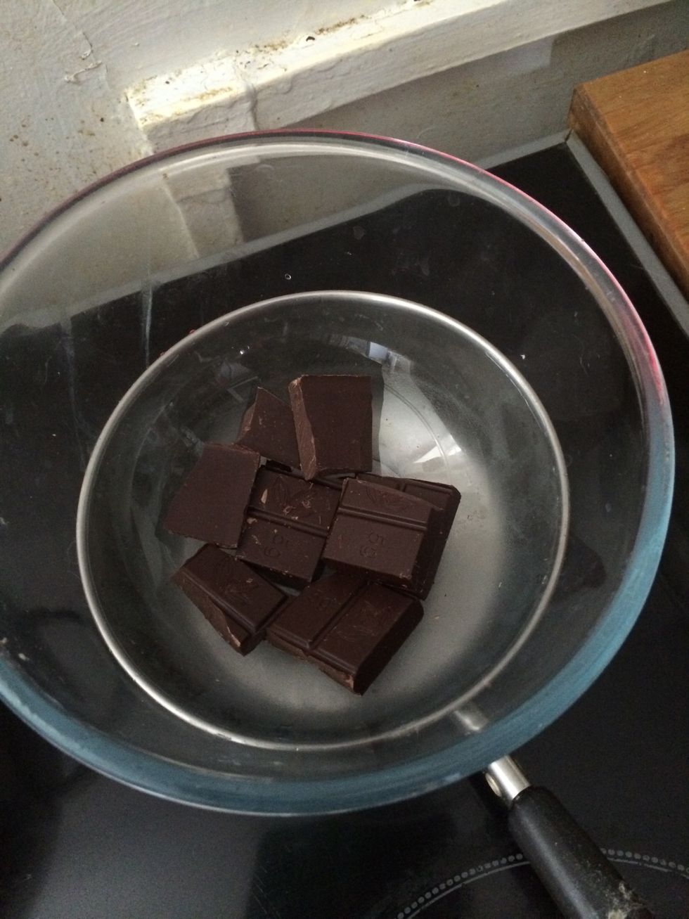 Start by melting your dark chocolate in a bowl over boiling water