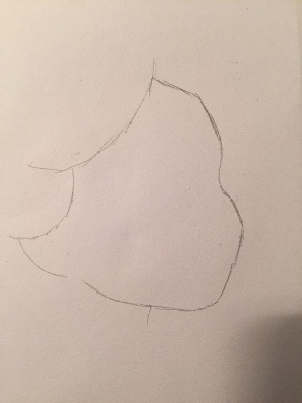 Start by sketching the basic outline of Alice's face. I didn't draw her whole head, up near her scalp I just drew her hairline.