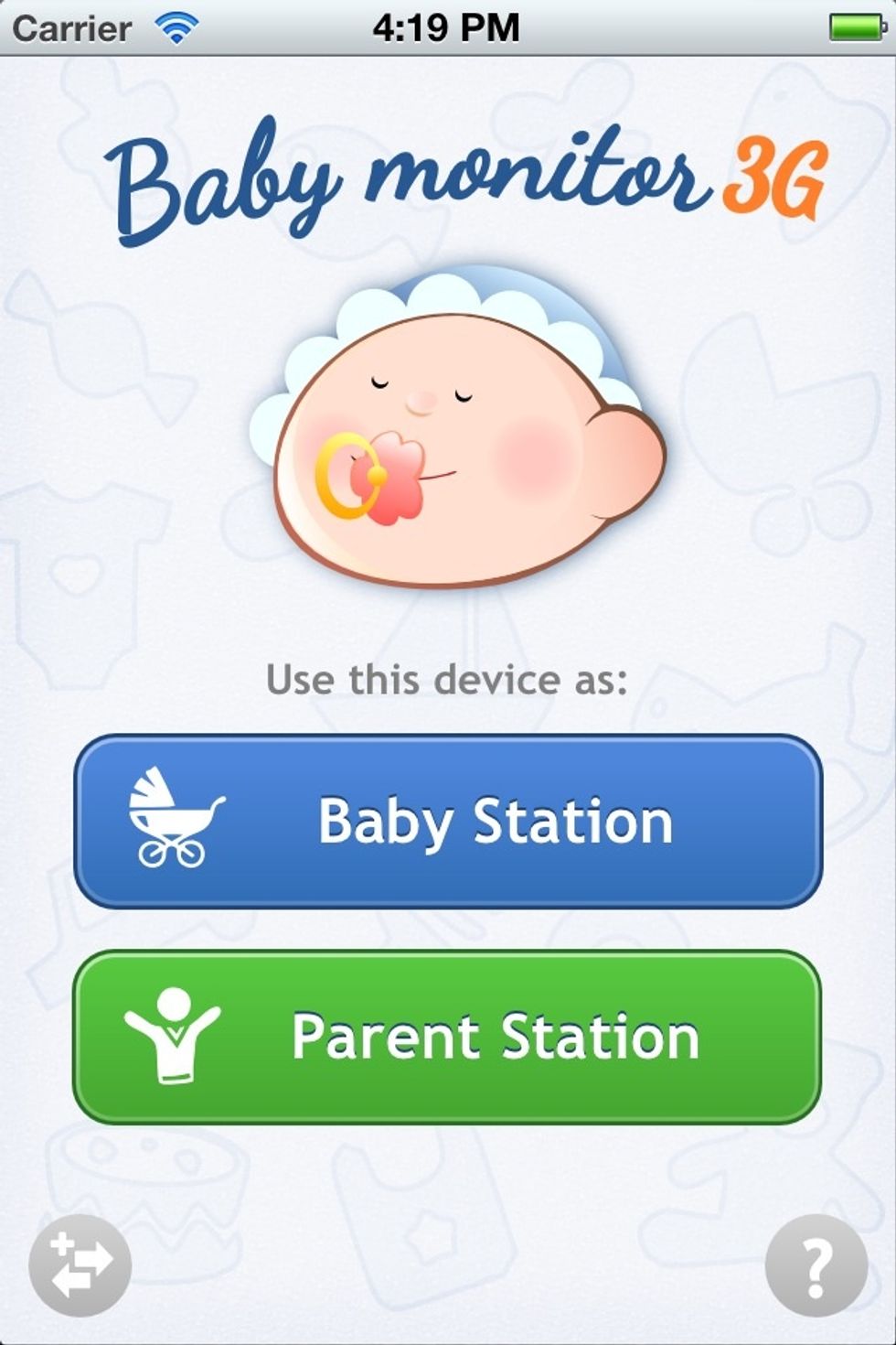 Start by taping on "Baby Station" on your iPhone and put in child's room.