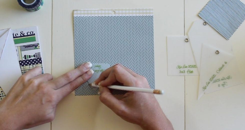 Start by tracing a small triangle onto your coordinating paper, or you can use KLD Tiny Shapes #1T as a template.