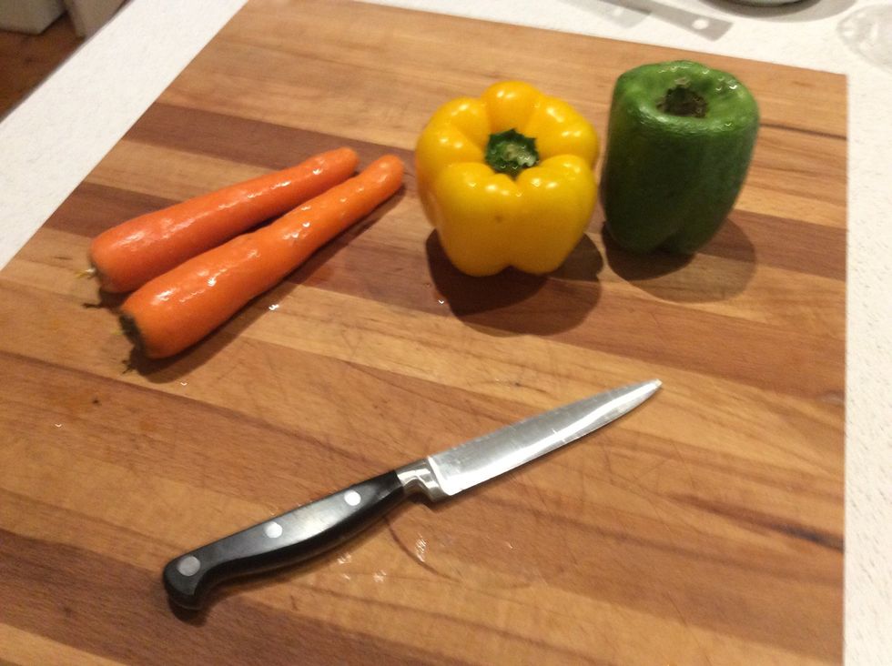 Start by washing your vegetables to wash out pesticides sprayed before you start cutting up your veggies.