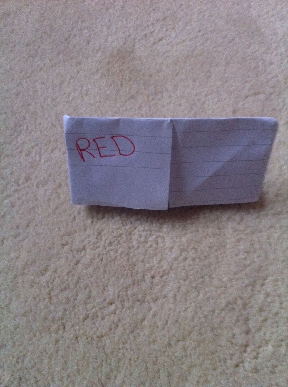 Start by writing on the top captions. I have chosen to do colours