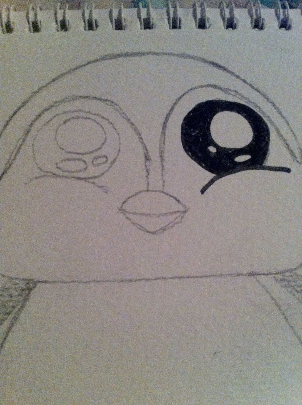 Start coloring them in black leaving the small circls inside as white to give the impression of light reflection.