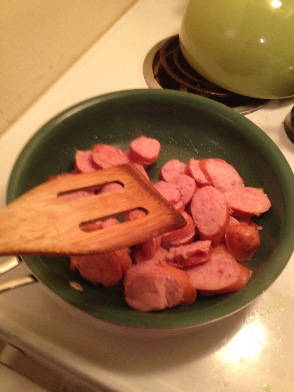 Start cooking the meet with the burner on about 7.