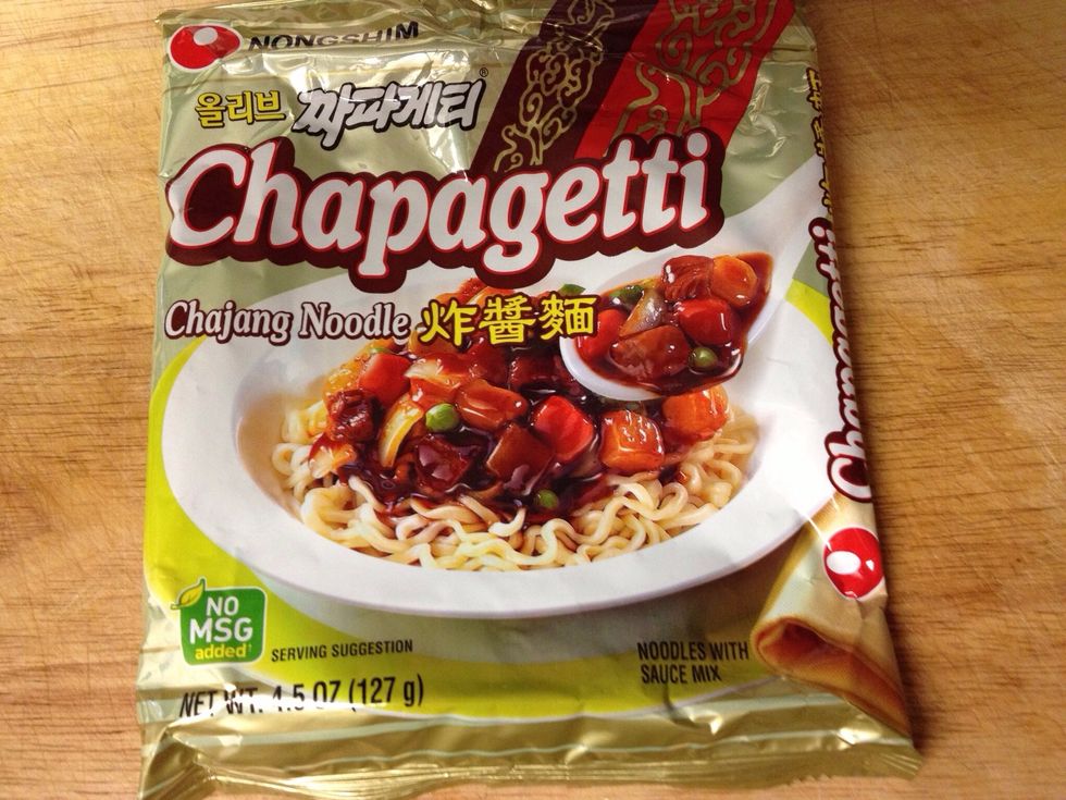 Start cooking your noodles according to the directions on the package. Any type of ramen or thin noodle will work here.