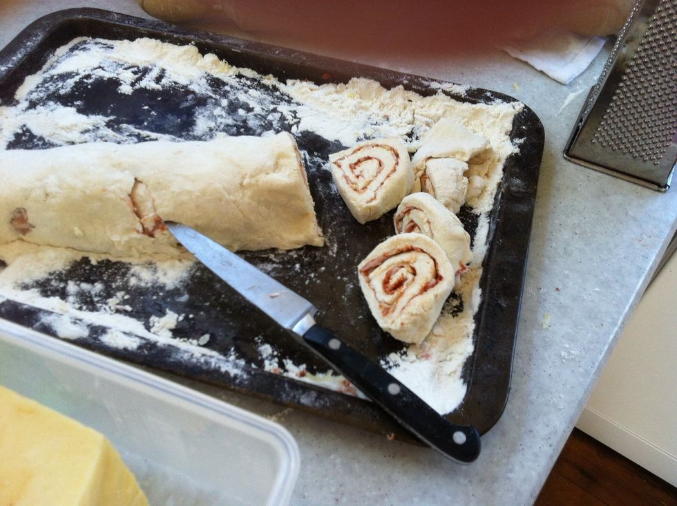 Start cutting up your roll.