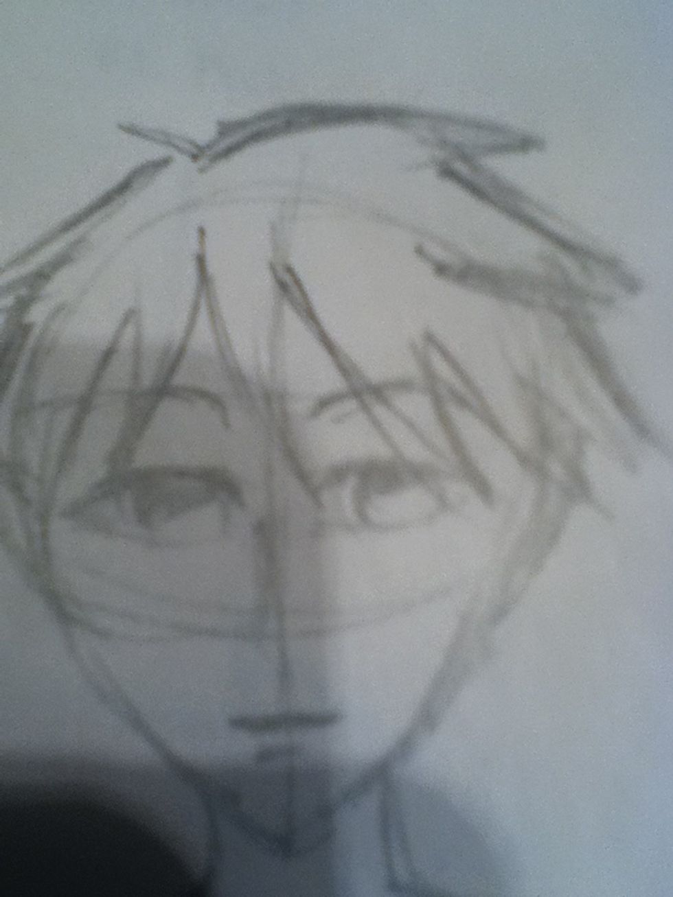 Start detailing the eyes. The lid is dark, and the lid casts a shadow right under it. Bottom area of eye has reflected light. Turn the frown upside down. Sorry that was by accident in the sketch.