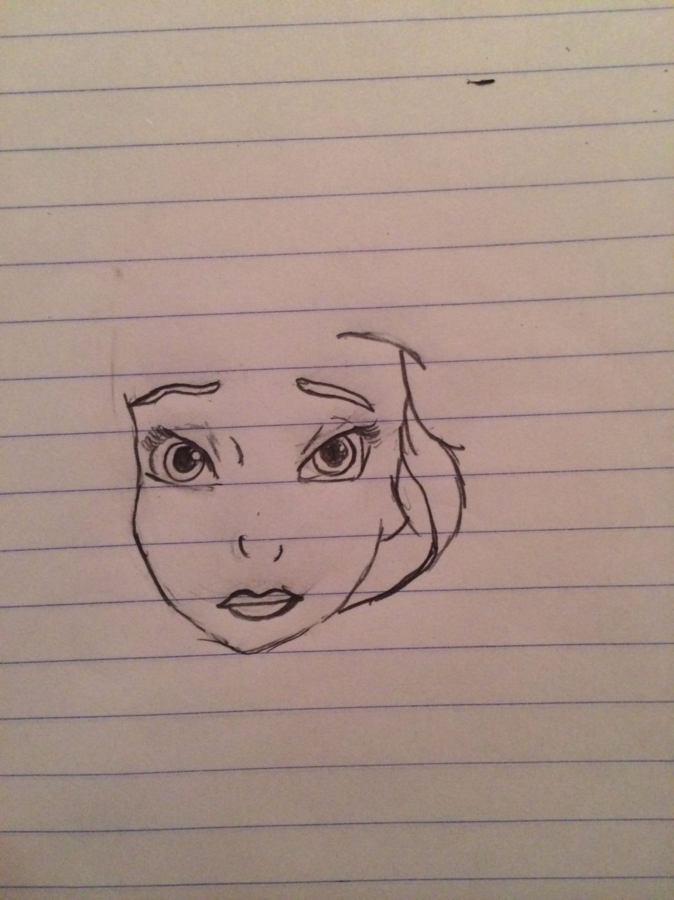 Start drawing her hair. :)