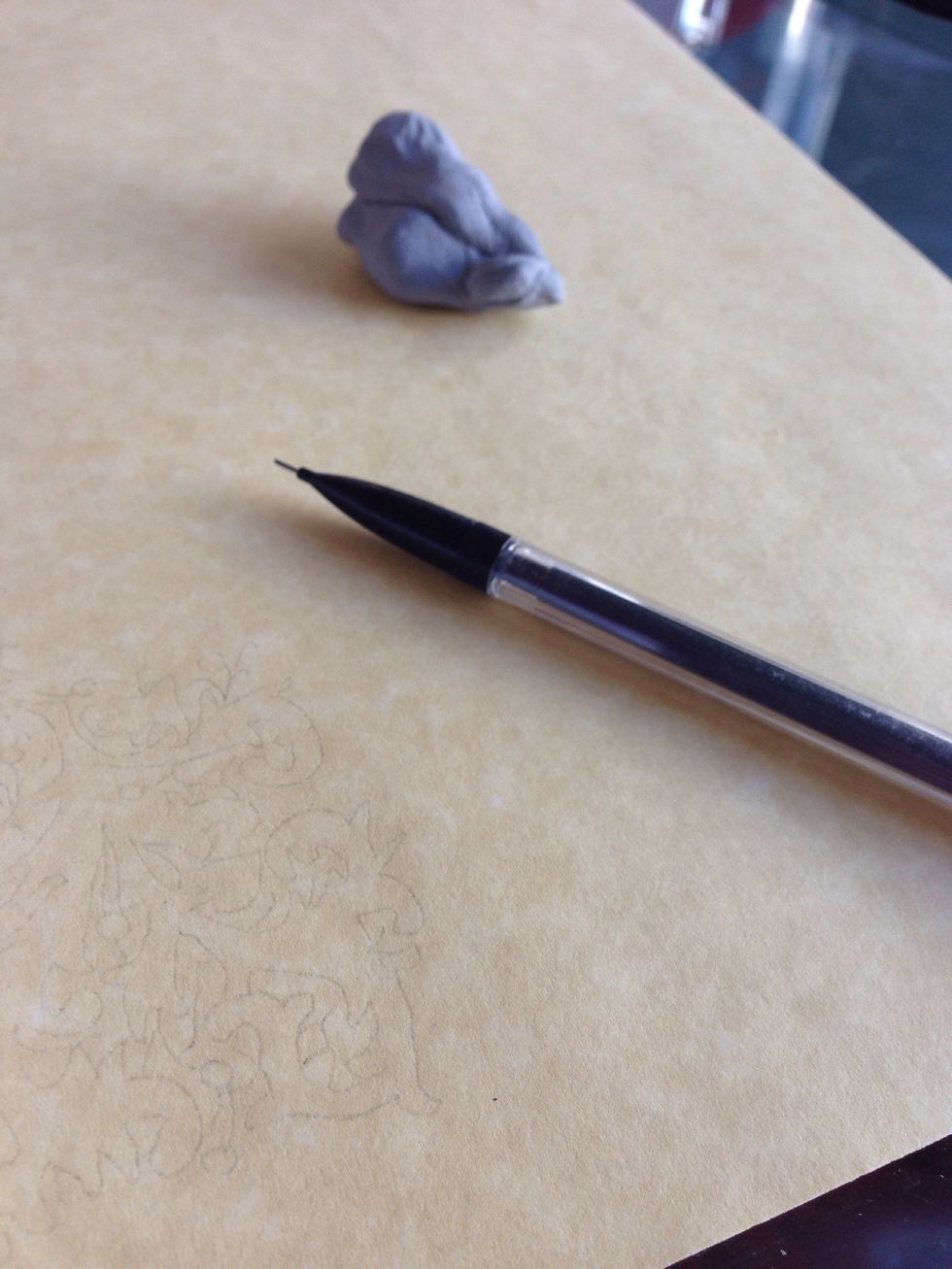 Start drawing out what you want your manuscript of. The manuscript that I was working off of was the Crucifixion from Northern France (around 1450 A.D). It's found in the Book of Hours.