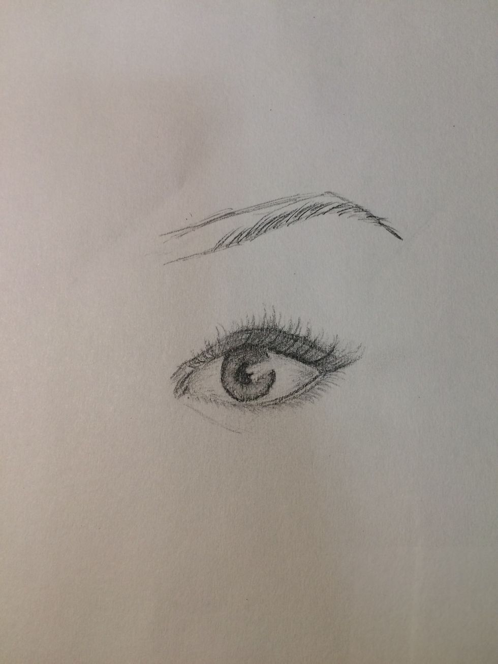 Start filling in the eyebrow hairs. They don't have to be perfect and they don't have to go inside the line, normal eyebrows are not perfect!