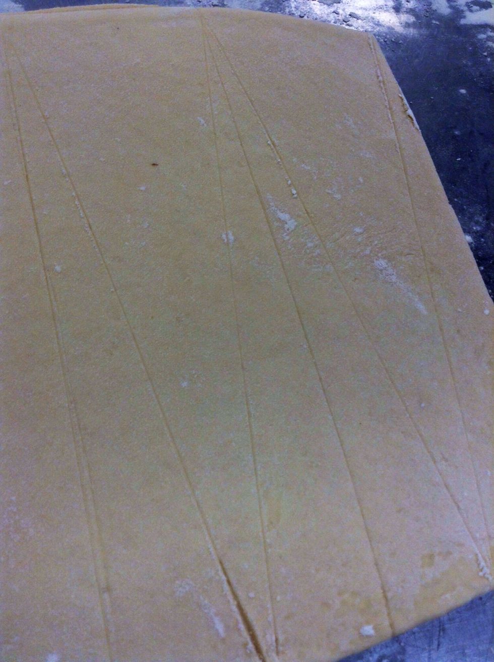 Start from the top of the first full line and indent diagonally from top to the middle marker. As shown above.