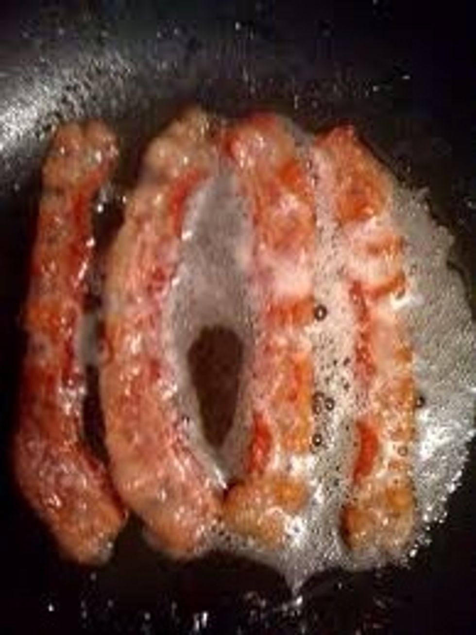 Start frying the bacon & stick the bacon grease in the butter, set the bacon aside for a topping.