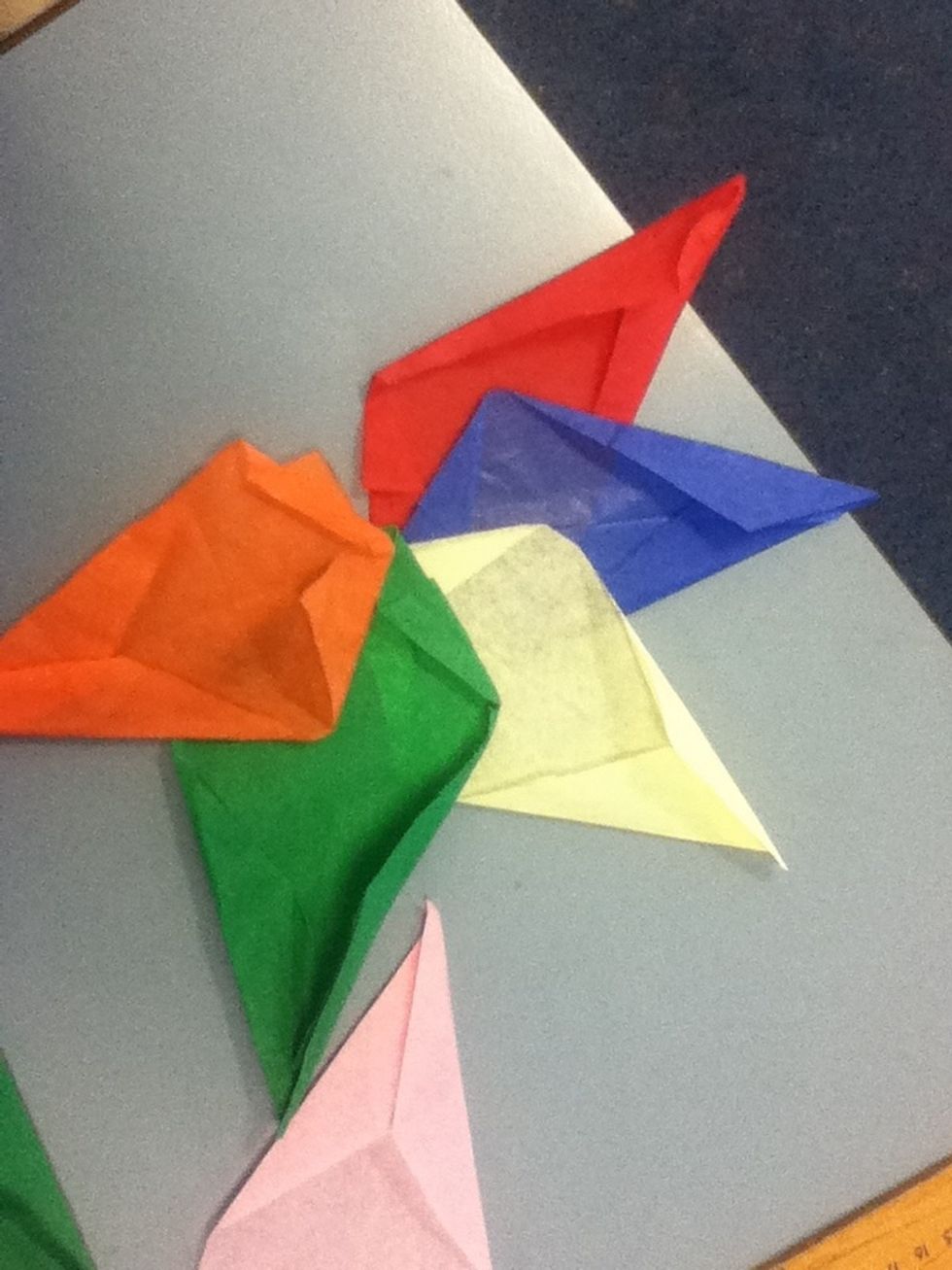 Start gluing each star point as shown above.