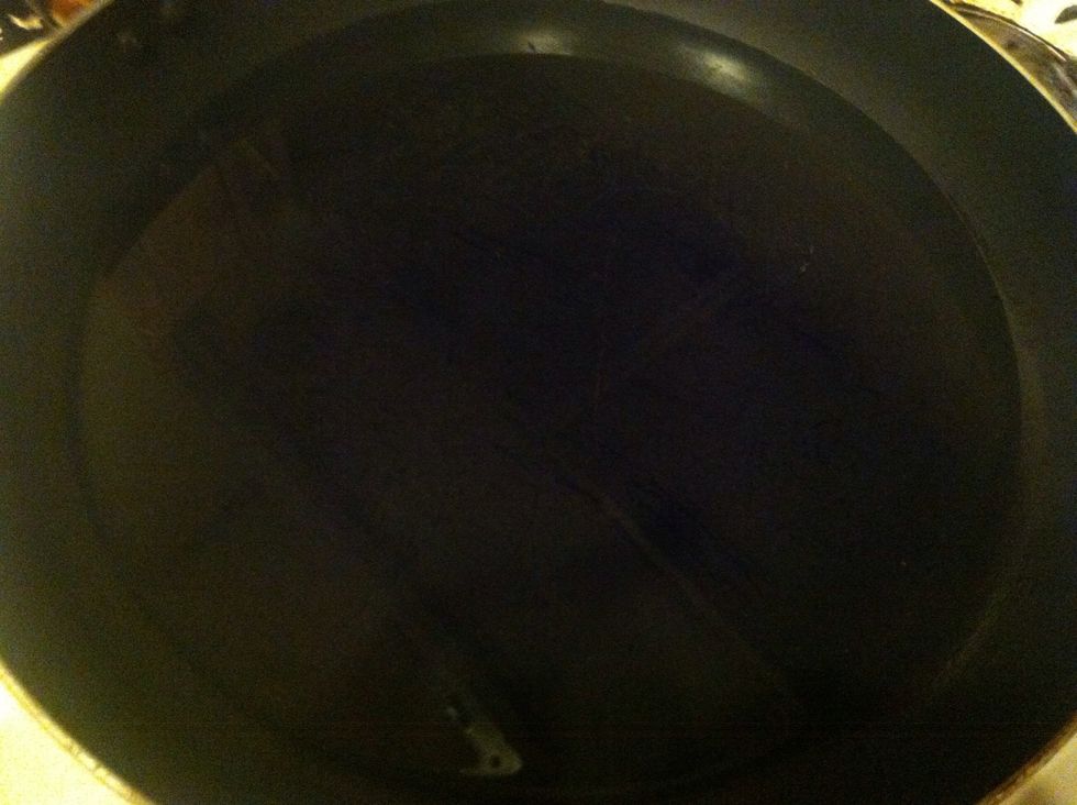 Start heating up your oil in a frying pan ..  Not too hot but a medium high.\u27a1