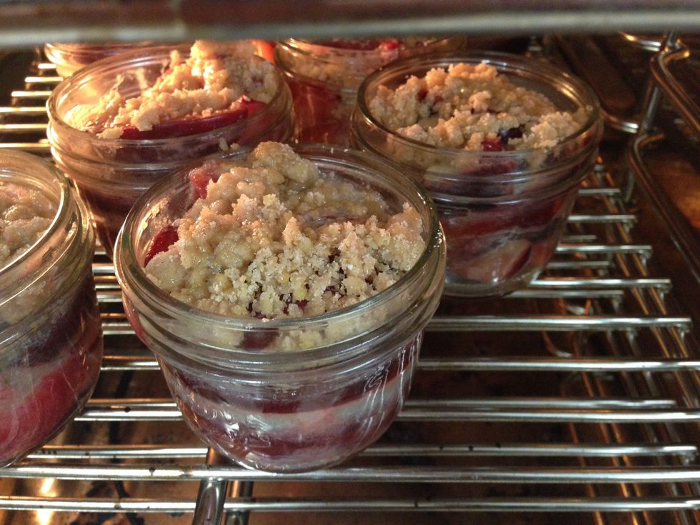 Start in convection mode for 5 minutes and finish in combi mode for 15 more minutes.