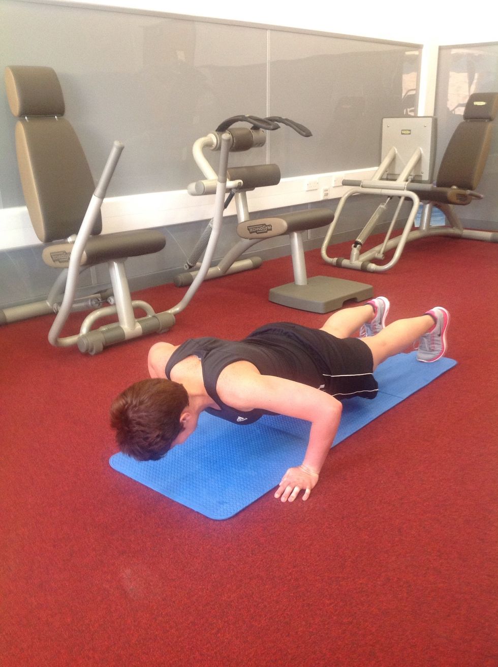 Start in full press-up position. On the shout of 'go', participant should carry out as many full press-ups as possible within a minute. The time is monitored by the assessor who also counts