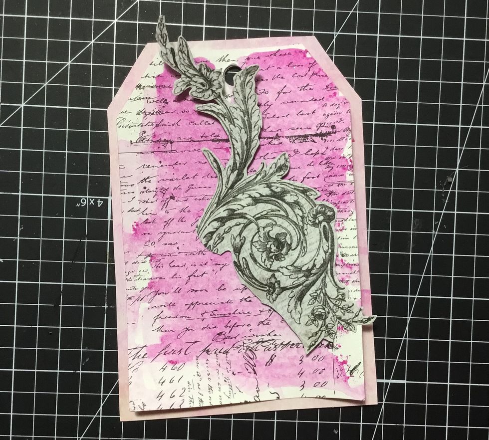 Start layering fussy cut pieces as shown.