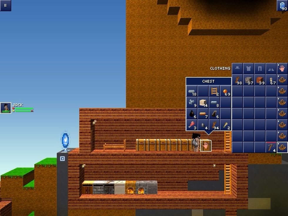 start making an Awosome home which you can put a bed, chests, furnaces and crafting tables of all kinds