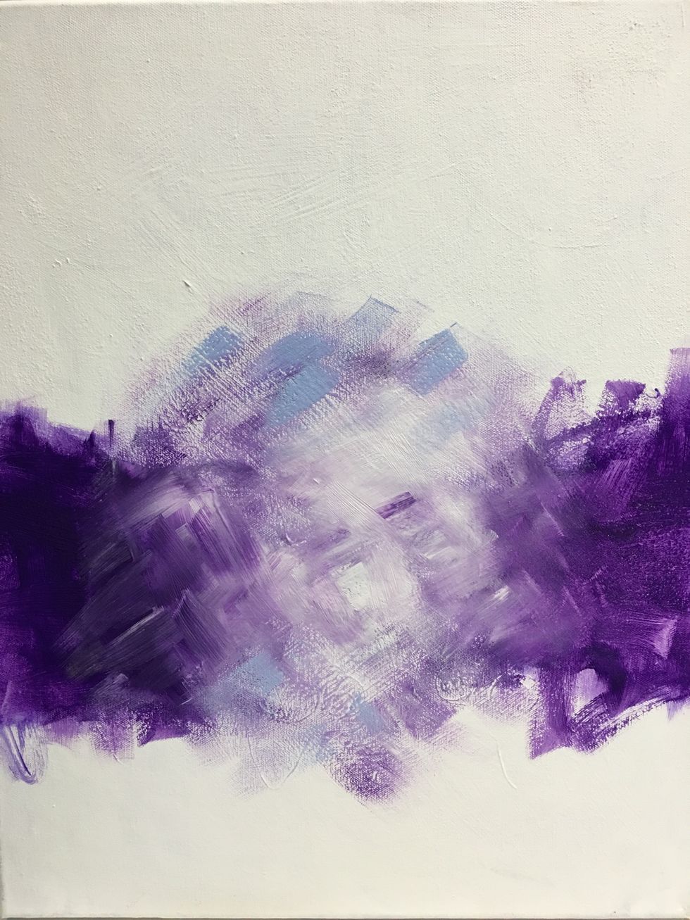 Start mixing in a little of white and light bluish paint. Don't rinse your brush, let the colors mix.