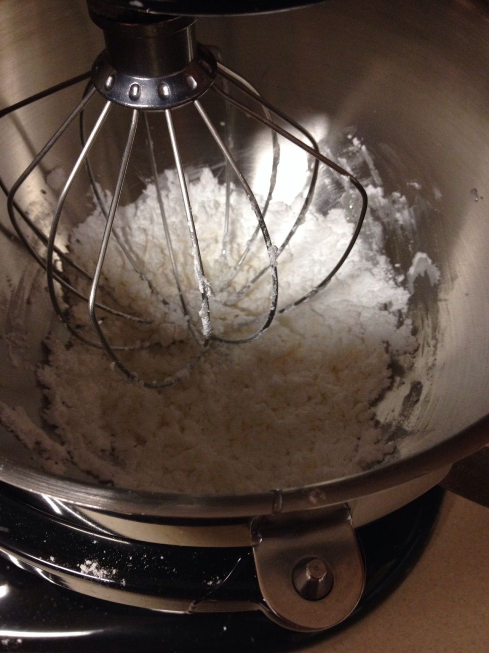 Start mixing, it will look like it isn't going to come together but it will. If it is too thick, add more corn syrup. Then add your food coloring until you get the desired color