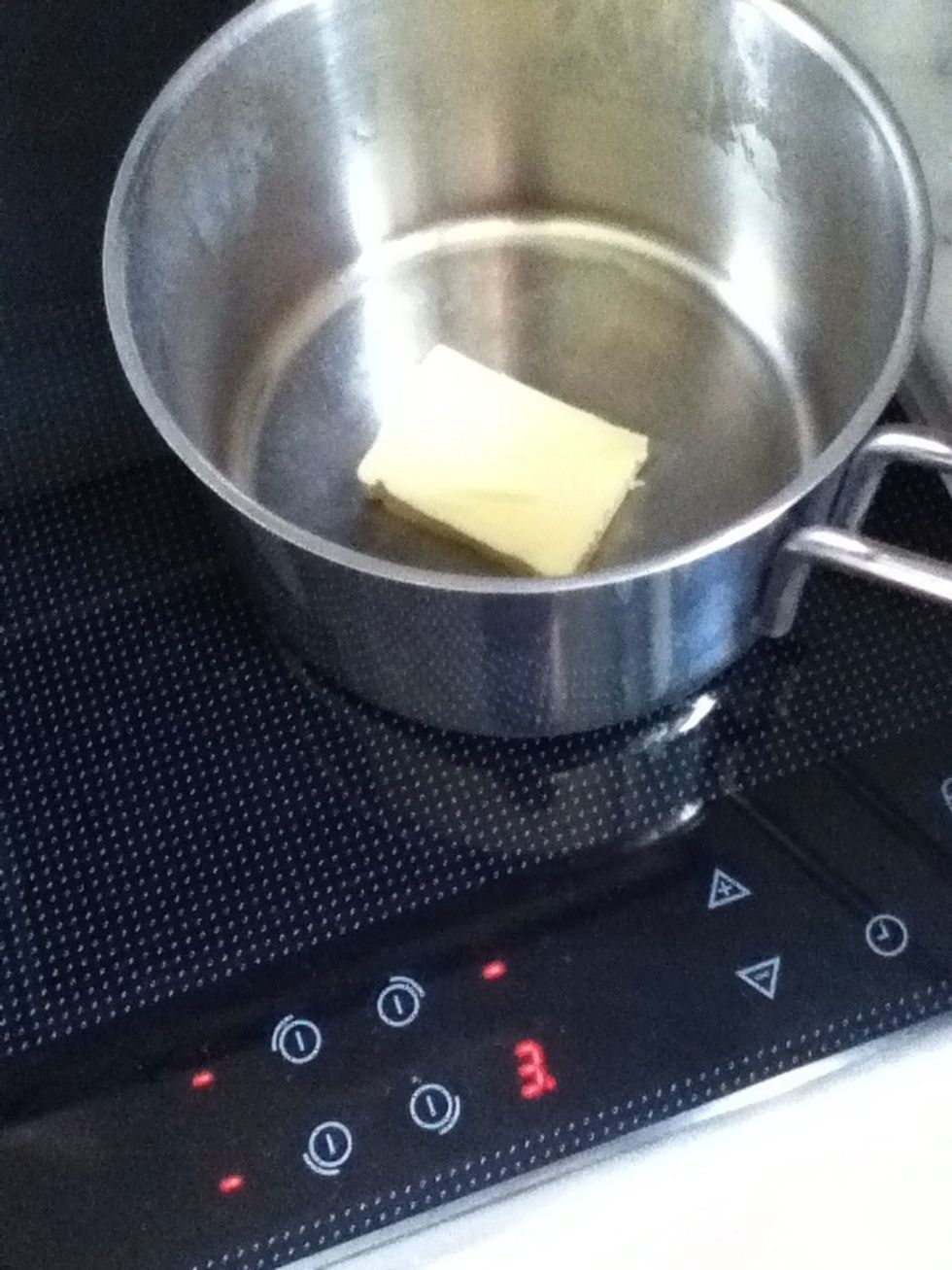 Start of by melting the 50 grams of butter over low heat (you can also just microwave it)