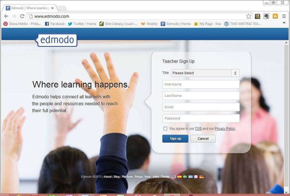 Start off by going to Edmodo on the web and sign up for a teacher account. It's FREE!