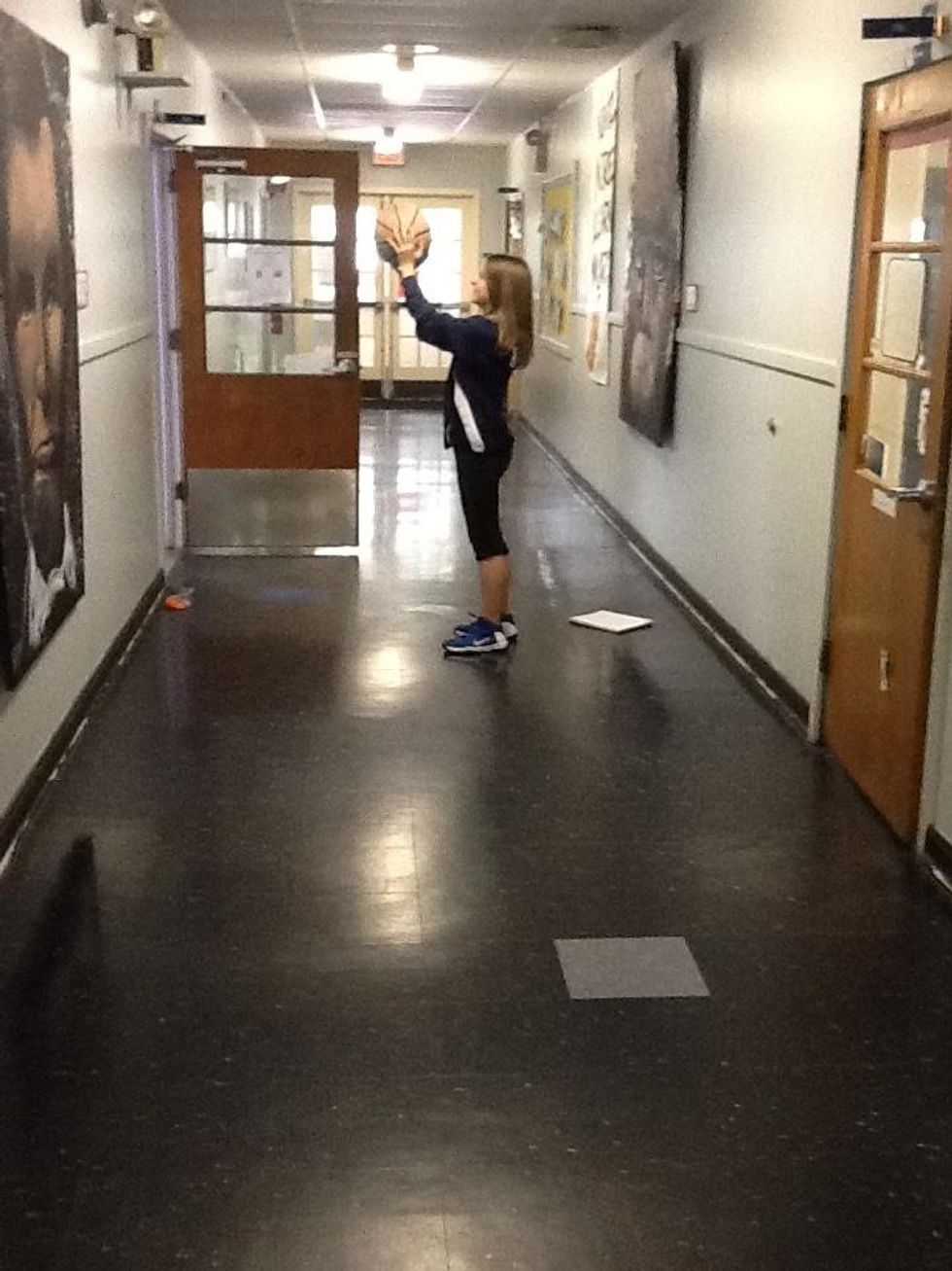 Start off by practicing small shots on either side of the hoop