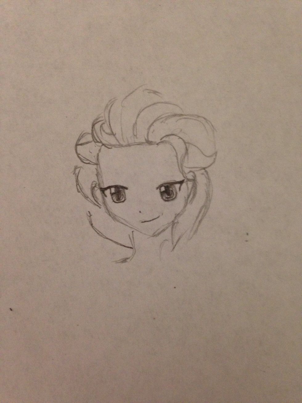 Start off by roughly drawing her face.