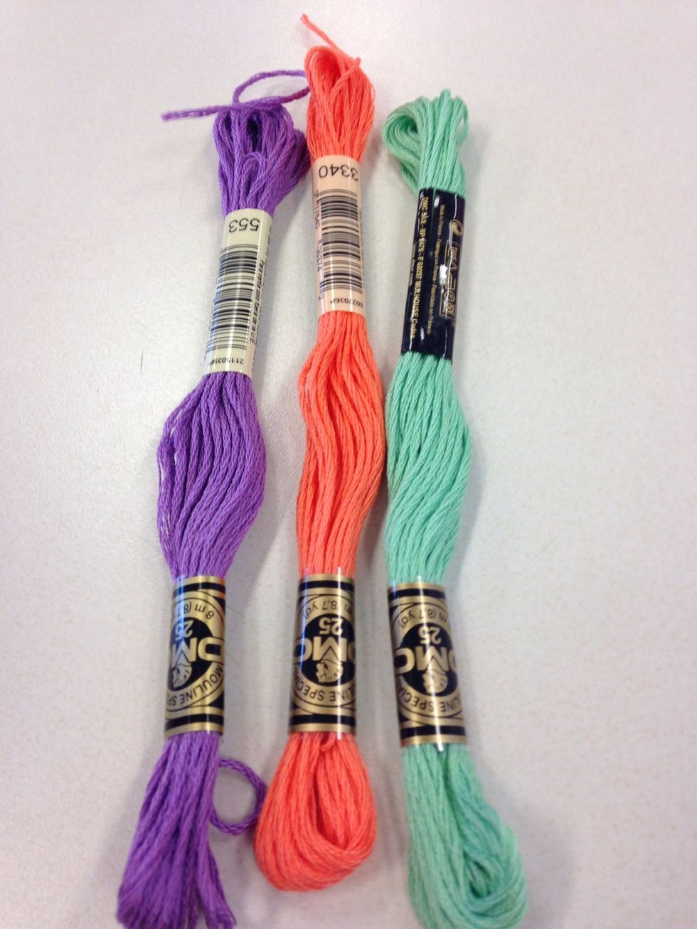 Start off with 3 color choices. Remember you can do any color combination.  And cut about 1 ft. Of each color.