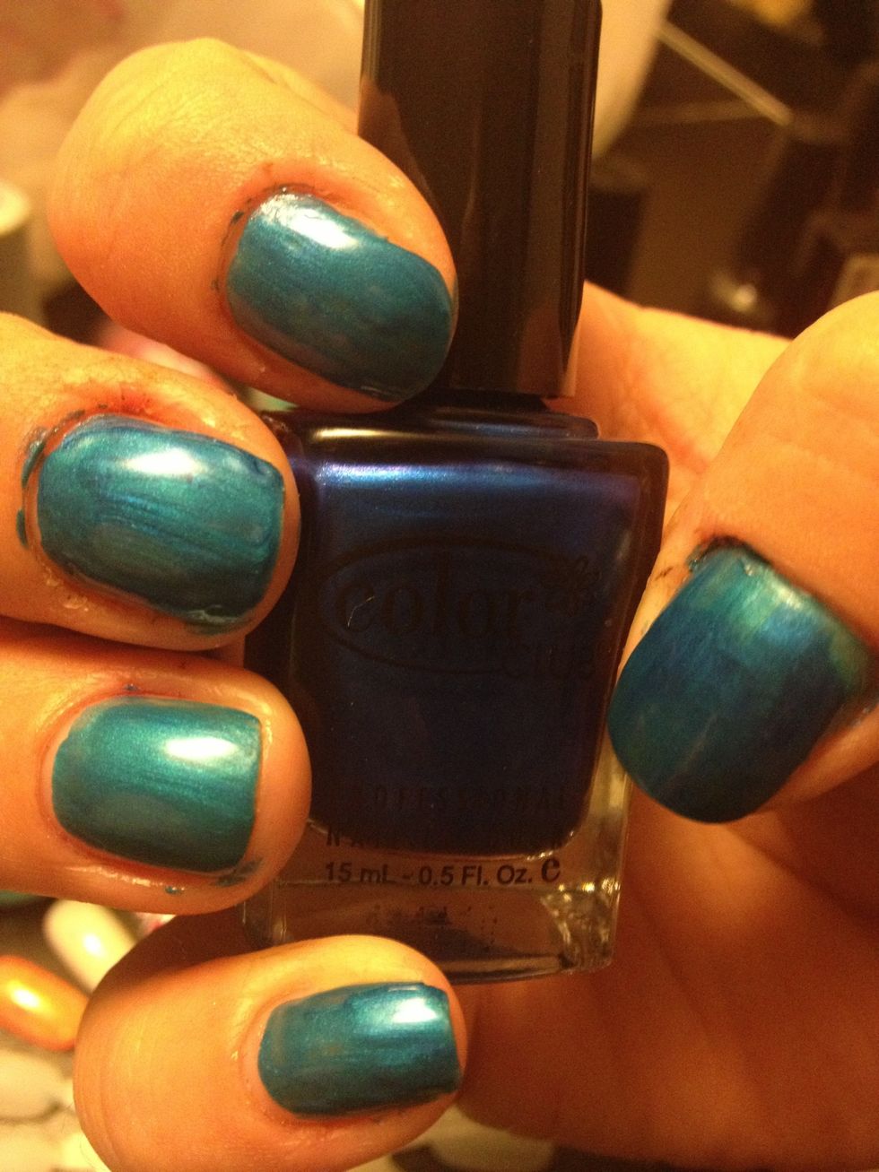 Start off with a blue green base, I mixed blue and green together :)