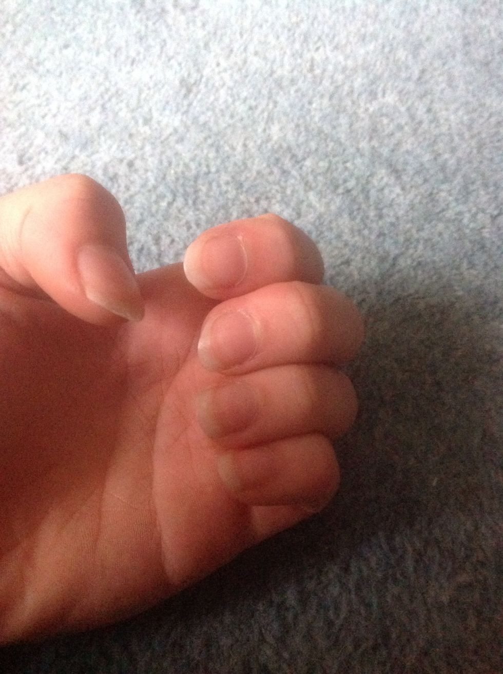 Start off with clean nails. You can file your nails into shape at this point. Sorry for the blurriness!