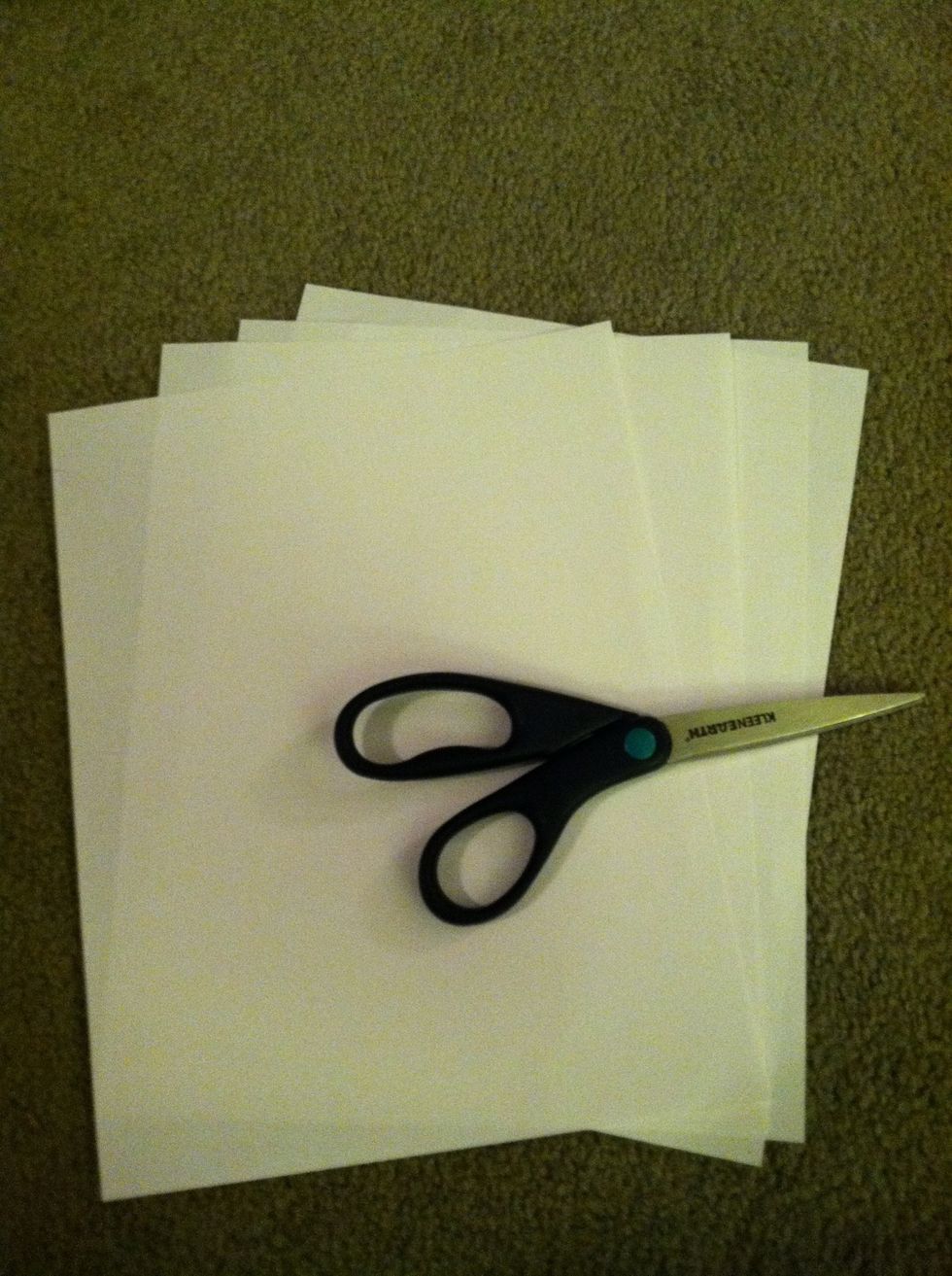 Start off with some paper (any size works, 8.5x11" is what I'm using) and scissors. You can use square origami paper but I will show you how to make any paper into a square.