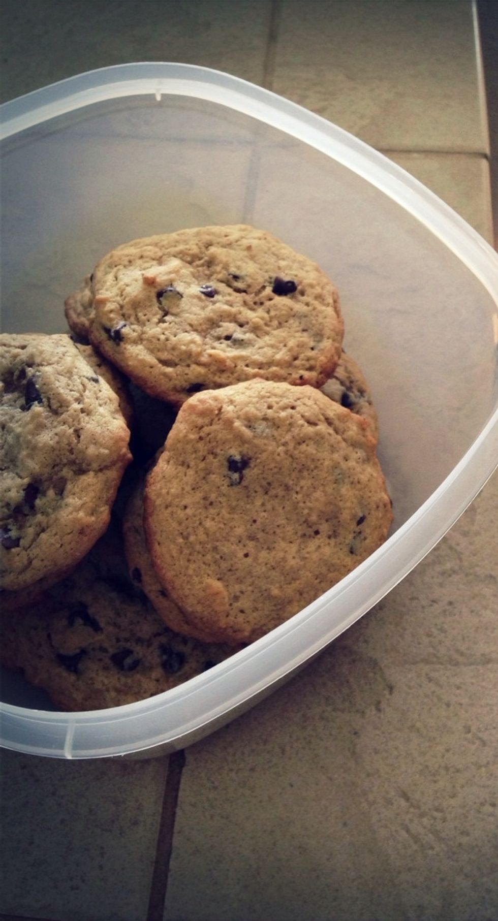 Start off with your baked goods in a container...