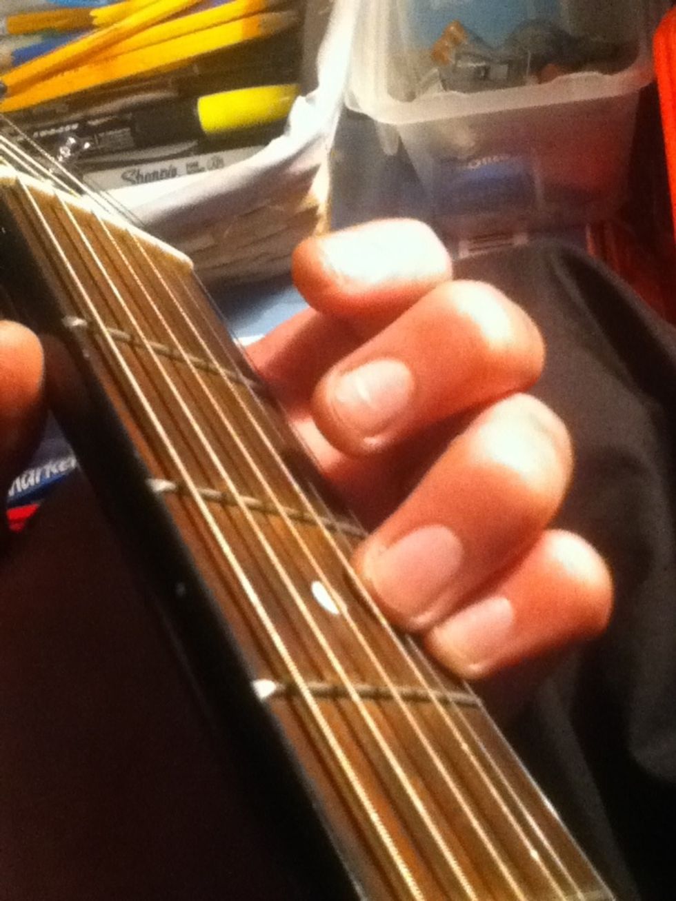 Start off with your ring and pinky on the 1st and 2nd strings of the third fret.