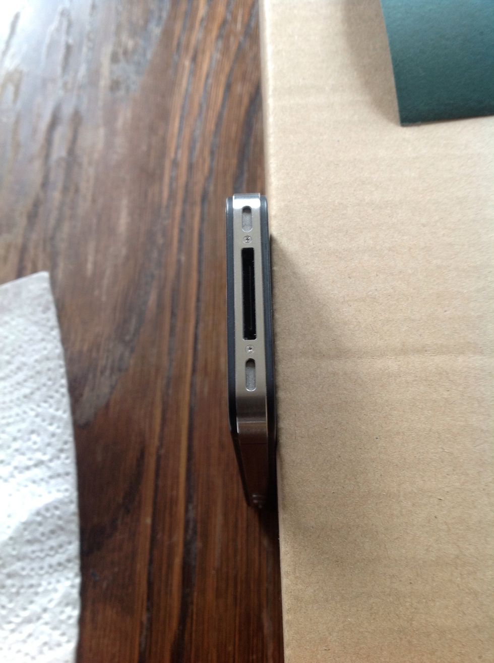 Start on the two small strips of metal either side of the dock. If you don't like the effect you can stop there. This photo & the following photos are of the finished product.