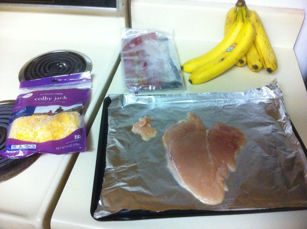 Start out by flattening the breast so you are able to roll it up. I used a ziplock and pressed it with a pan and my hands.