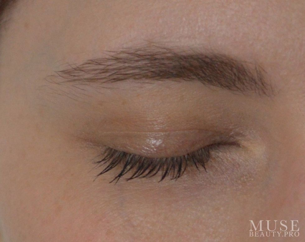 Start out by looking at the brow shape and color. Choose a brow pencil and a matte shadow that best matches to the hair color.