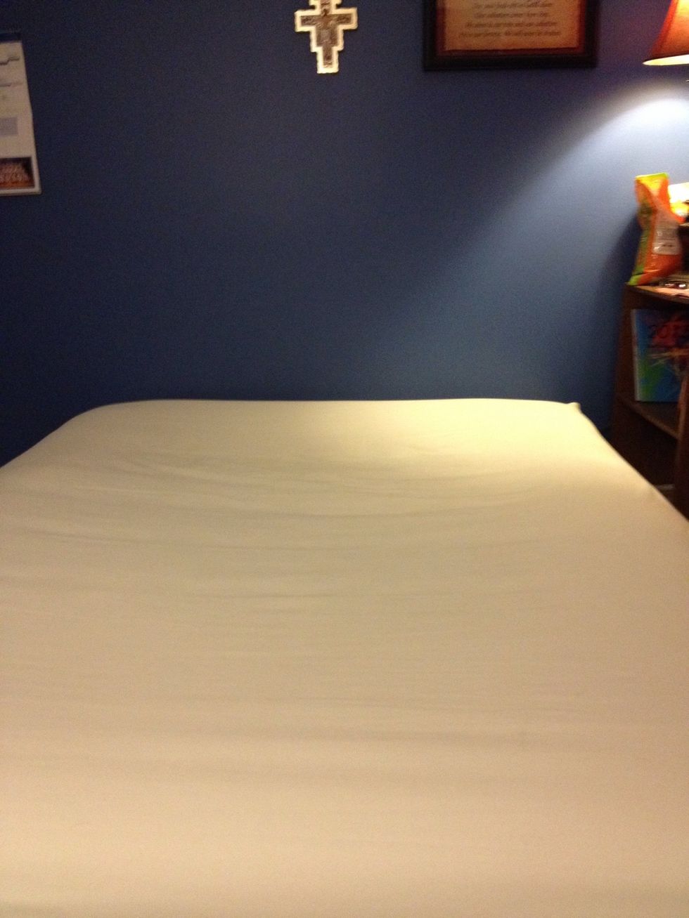 start out with your bed and your fitted sheet over it.