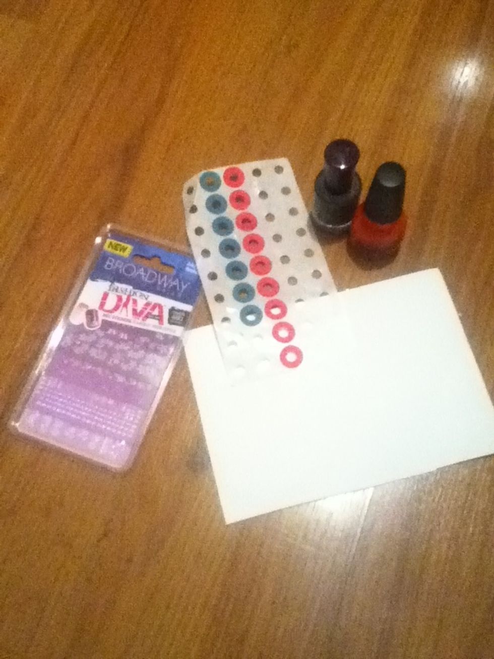 Start out with your supplies + paper/whatever so you don't get nail polish on your floor!