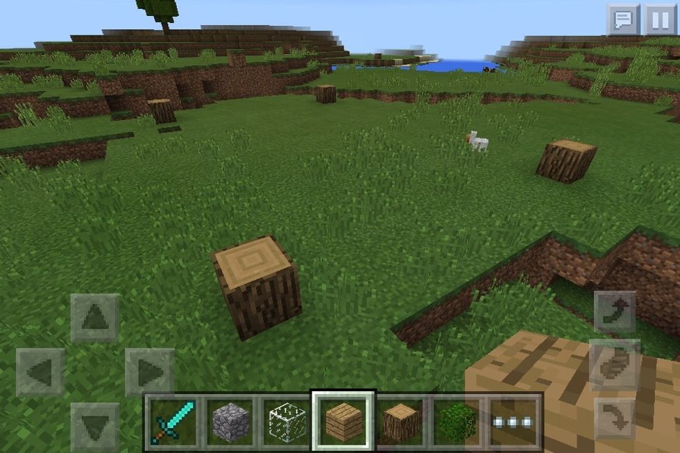 Start outlining the house with oak logs