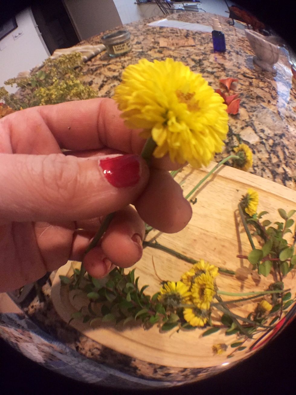 Start Picking Apart Your Flowers, I like to keep some Flowers whole because it makes the mix prettier.