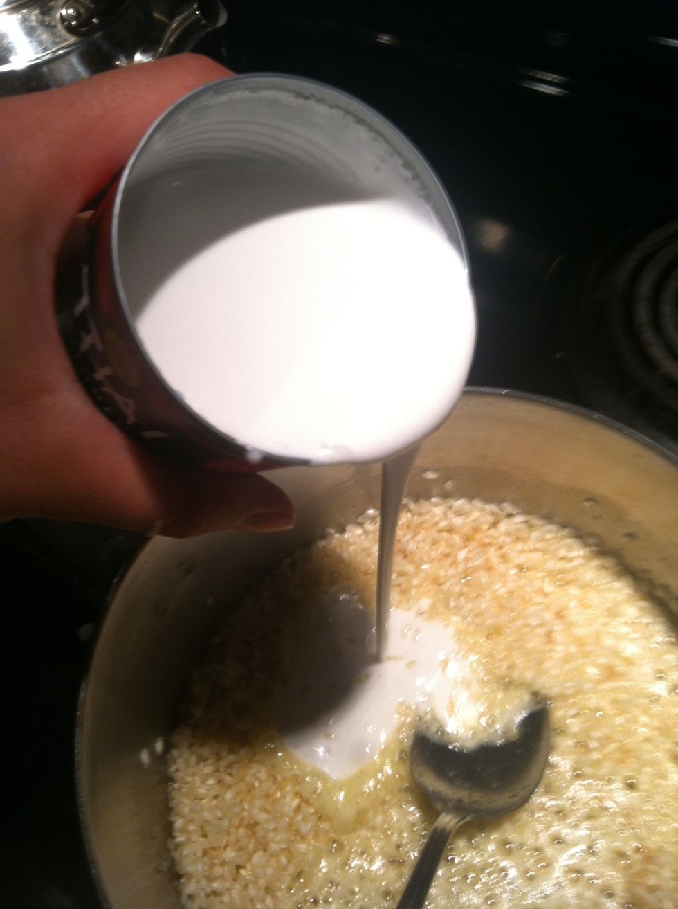 Start pouring in your coconut milk a little at a time. I pour in about 1/3 of the can at first.