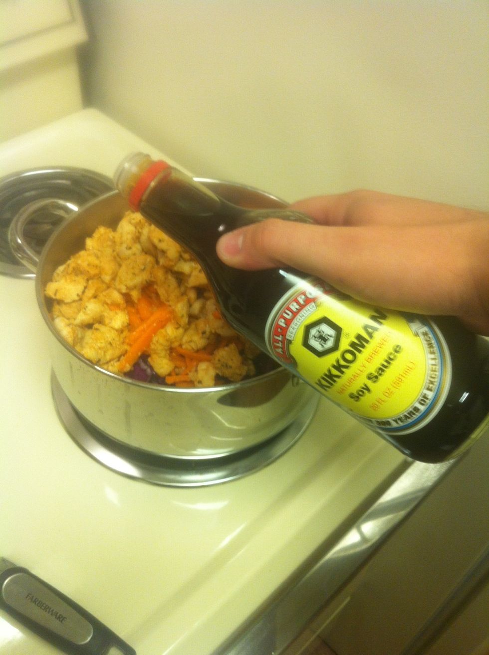 Start pouring your soy sauce. Non-salted might be good if you're into that.