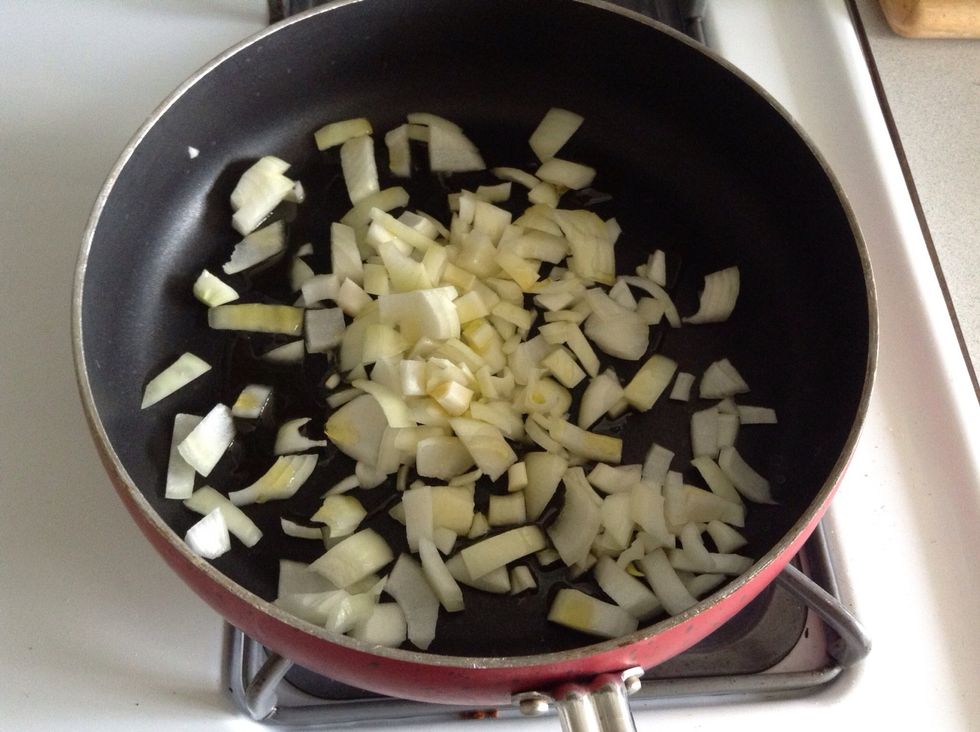 Start Preparing the bolognaise sauce...put diced onions and olive oil in a pain..