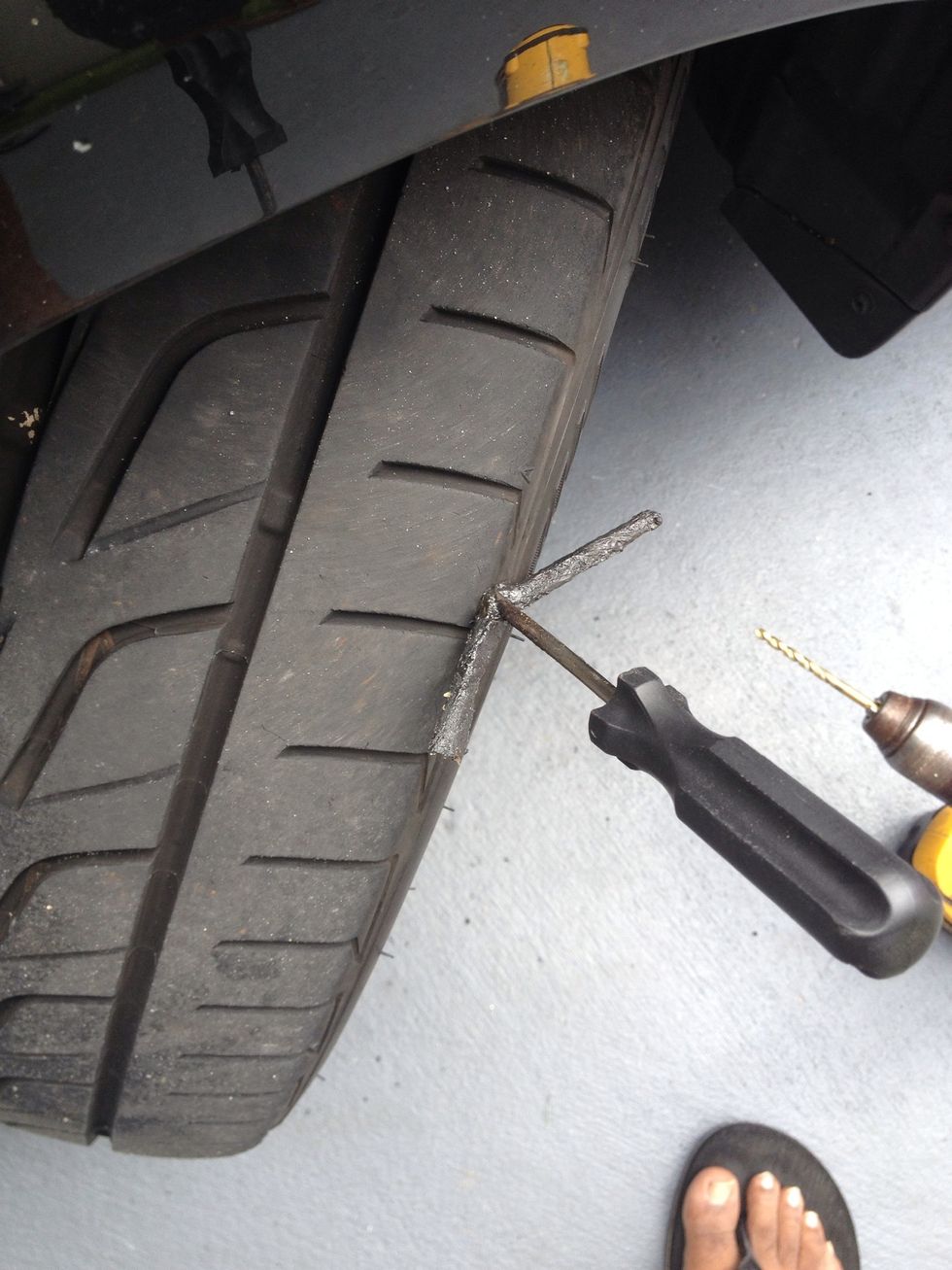 Start pressing it slowly into the hole